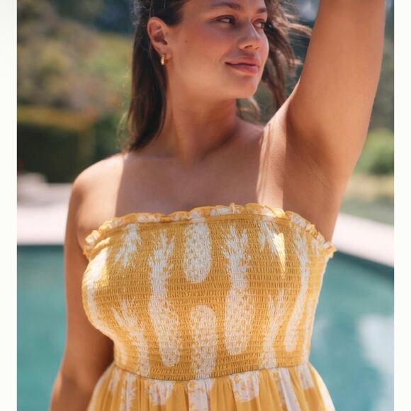 Anthropologie Pineapple Print Smocked Mini Dress size 3X - Picture 5 of 10